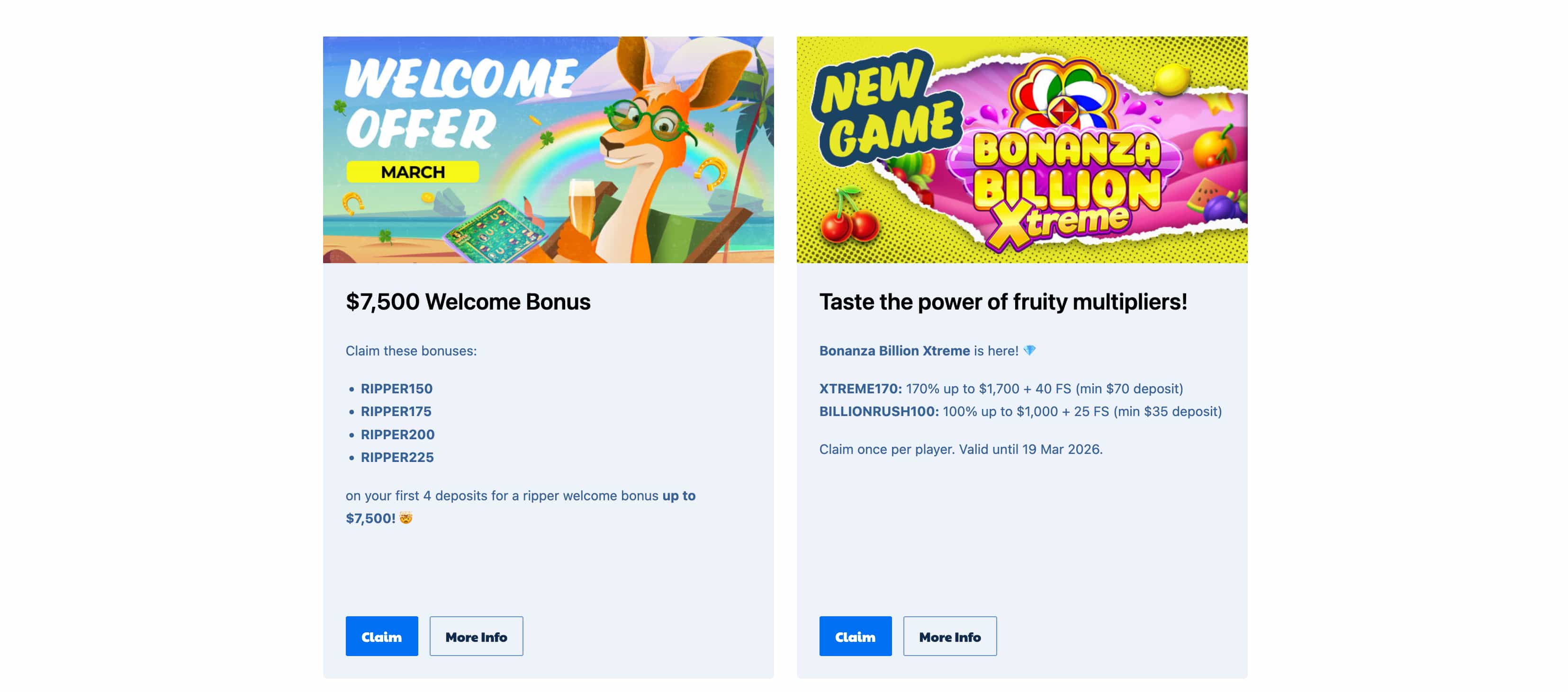 Ripper Casino No Deposit Bonus